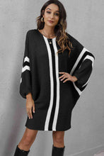 Load image into Gallery viewer, Ribbed Round Neck Long Sleeve Sweater Dress