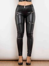 Load image into Gallery viewer, PU Zip Detail Skinny Pants