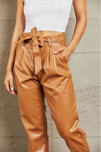 Load image into Gallery viewer, HEYSON Powerful You Full Size Faux Leather Paperbag Waist Pants