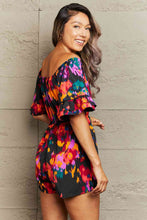 Load image into Gallery viewer, Printed Tied Flounce Sleeve Romper