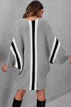 Load image into Gallery viewer, Ribbed Round Neck Long Sleeve Sweater Dress