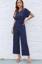 Load image into Gallery viewer, Polka Dot Round Neck Cutout Jumpsuit