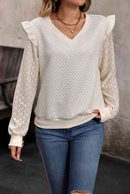 Load image into Gallery viewer, V-Neck Ruffle Trim Long Sleeve Top