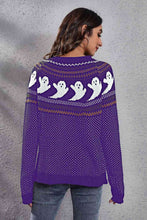 Load image into Gallery viewer, Ghost Pattern Round Neck Long Sleeve Sweater