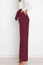 Load image into Gallery viewer, Tie Front Paperbag Wide Leg Pants