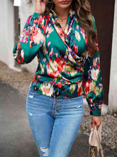 Load image into Gallery viewer, Printed Surplice Neck Long Sleeve Blouse