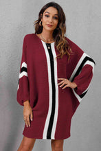 Load image into Gallery viewer, Ribbed Round Neck Long Sleeve Sweater Dress