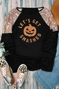 Spooky Graphic Sequin Long Sleeve