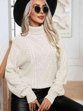 Load image into Gallery viewer, Turtleneck Cable-Knit Long Sleeve Sweater