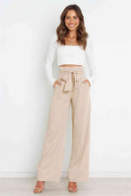 Load image into Gallery viewer, Tie Front Paperbag Wide Leg Pants