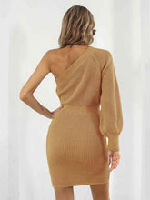 Load image into Gallery viewer, One-Shoulder Mini Sweater Dress