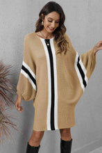 Load image into Gallery viewer, Ribbed Round Neck Long Sleeve Sweater Dress