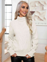 Load image into Gallery viewer, Turtleneck Cable-Knit Long Sleeve Sweater