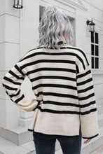 Load image into Gallery viewer, Striped Turtleneck Drop Shoulder Sweater