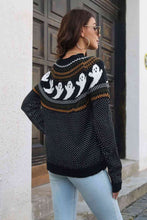 Load image into Gallery viewer, Spooky Ribbed Round Neck Long Sleeve Pullover Sweater