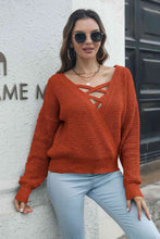 Load image into Gallery viewer, Crisscross Surplice Neck Long Sleeve Sweater