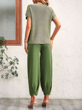 Load image into Gallery viewer, Round Neck Raglan Sleeve Tee and Long Pants Set