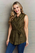Load image into Gallery viewer, Ninexis Follow The Light Sleeveless Collared Button Down Top