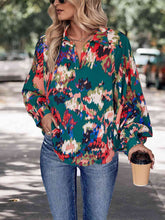 Load image into Gallery viewer, Printed Johnny Collar Long Sleeve Blouse