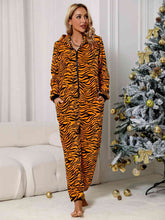 Load image into Gallery viewer, Animal Print  Zip Front Lounge Jumpsuit with Pockets
