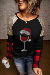 Graphic Christmas Sequin Long Sleeve T-Shirt