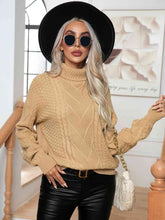 Load image into Gallery viewer, Turtleneck Cable-Knit Long Sleeve Sweater