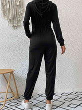 Load image into Gallery viewer, Zip Up Elastic Waist Hooded Jogger Jumpsuit