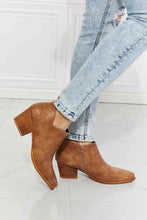 Load image into Gallery viewer, MMShoes Trust Yourself Embroidered Crossover Cowboy Bootie in Caramel