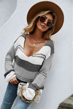 Load image into Gallery viewer, Color Block Scoop Neck Dropped Shoulder Sweater