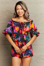 Load image into Gallery viewer, Printed Tied Flounce Sleeve Romper