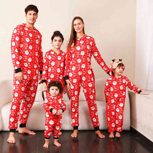 Santa Print Hooded Christmas Jumpsuit