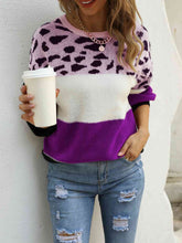 Load image into Gallery viewer, Color Block Round Neck Sweater