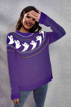 Load image into Gallery viewer, Ghost Pattern Round Neck Long Sleeve Sweater