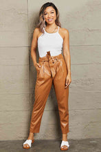 Load image into Gallery viewer, HEYSON Powerful You Full Size Faux Leather Paperbag Waist Pants