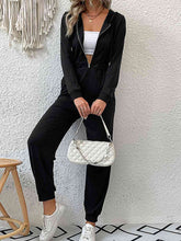 Load image into Gallery viewer, Zip Up Elastic Waist Hooded Jogger Jumpsuit