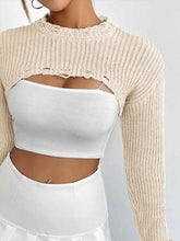 Load image into Gallery viewer, Distressed Long Sleeve Cropped Sweater