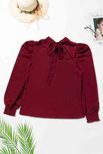 Load image into Gallery viewer, Mock Neck Puff Sleeve Blouse