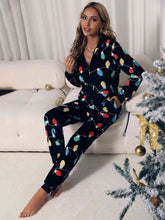 Load image into Gallery viewer, Zip Front Hooded Christmas Lounge Jumpsuit with Pockets