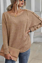 Load image into Gallery viewer, Boat Neck Buttoned Long Sleeve Top Blouse