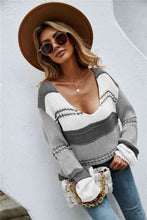 Load image into Gallery viewer, Color Block Scoop Neck Dropped Shoulder Sweater