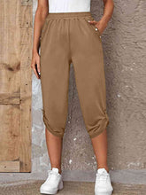 Load image into Gallery viewer, Full Size Roll-Tab Capris Pants