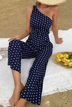 Load image into Gallery viewer, Polka Dot One-Shoulder Jumpsuit