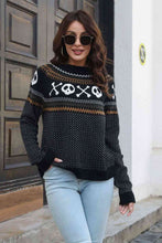 Load image into Gallery viewer, Spooky Ribbed Round Neck Long Sleeve Pullover Sweater