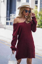 Load image into Gallery viewer, V-Neck Rib-Knit Sweater Dress