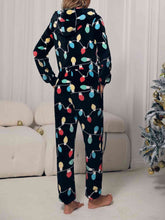 Load image into Gallery viewer, Zip Front Hooded Christmas Lounge Jumpsuit with Pockets
