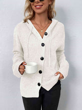 Load image into Gallery viewer, Button-Down Long Sleeve Hooded Sweater