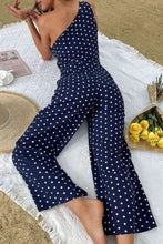 Load image into Gallery viewer, Polka Dot One-Shoulder Jumpsuit