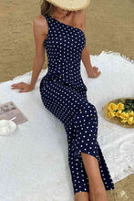 Load image into Gallery viewer, Polka Dot One-Shoulder Jumpsuit