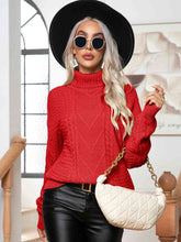 Load image into Gallery viewer, Turtleneck Cable-Knit Long Sleeve Sweater