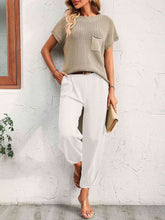 Load image into Gallery viewer, Round Neck Raglan Sleeve Tee and Long Pants Set